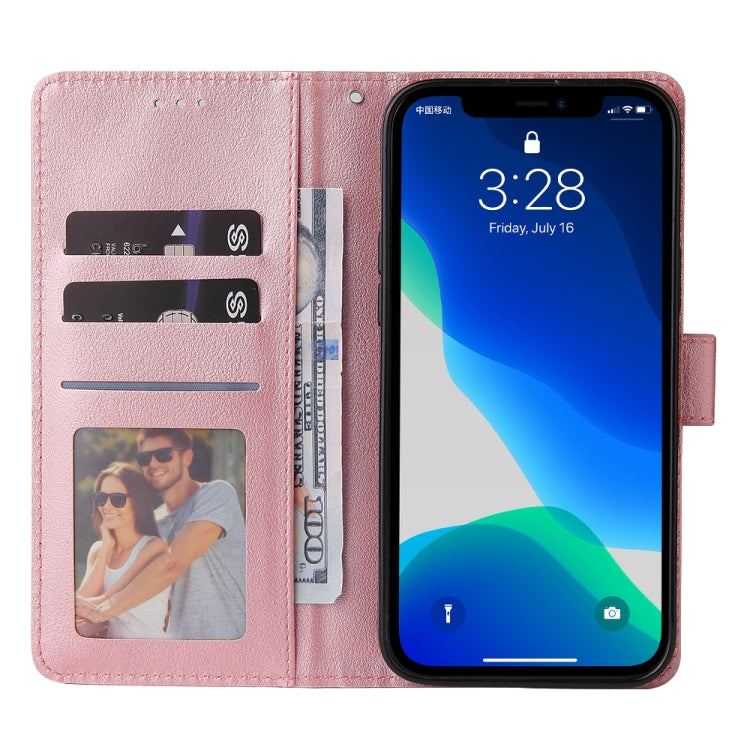 For iPhone 13 mini Multifunctional Horizontal Flip Leather Case, with Three Card Slot & Holder & Photo Frame & Lanyard (Rose Gold) by buy2fix