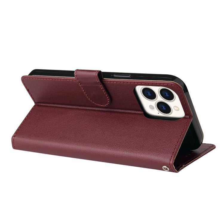 For iPhone 13 mini Multifunctional Horizontal Flip Leather Case, with Three Card Slot & Holder & Photo Frame & Lanyard (Red Wine) by buy2fix