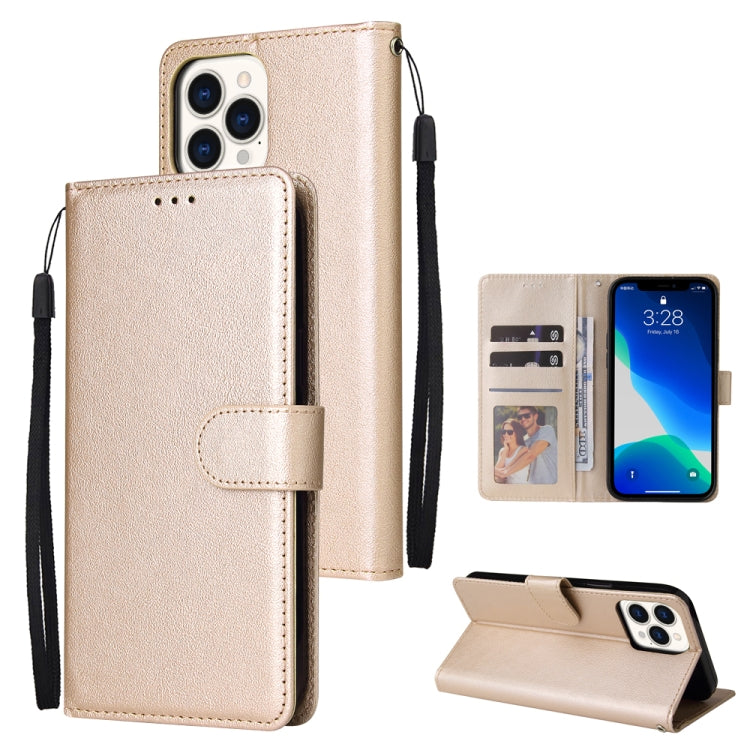 For iPhone 13 mini Multifunctional Horizontal Flip Leather Case, with Three Card Slot & Holder & Photo Frame & Lanyard (Tyrant Gold) by buy2fix