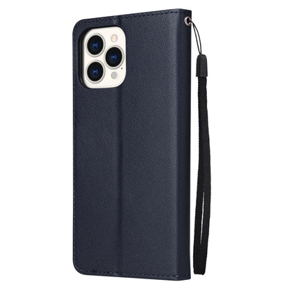 For iPhone 13 mini Multifunctional Horizontal Flip Leather Case, with Three Card Slot & Holder & Photo Frame & Lanyard (Navy) by buy2fix