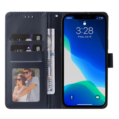 For iPhone 13 mini Multifunctional Horizontal Flip Leather Case, with Three Card Slot & Holder & Photo Frame & Lanyard (Navy) by buy2fix
