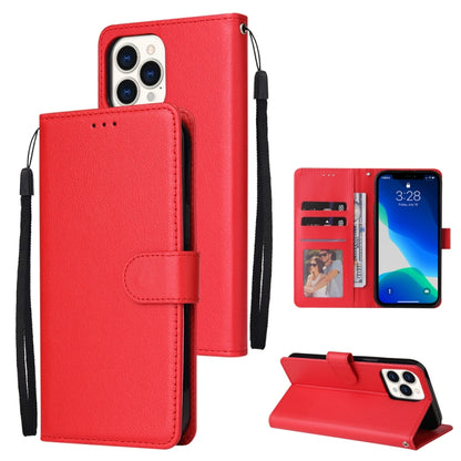 For iPhone 13 mini Multifunctional Horizontal Flip Leather Case, with Three Card Slot & Holder & Photo Frame & Lanyard (Red) by buy2fix