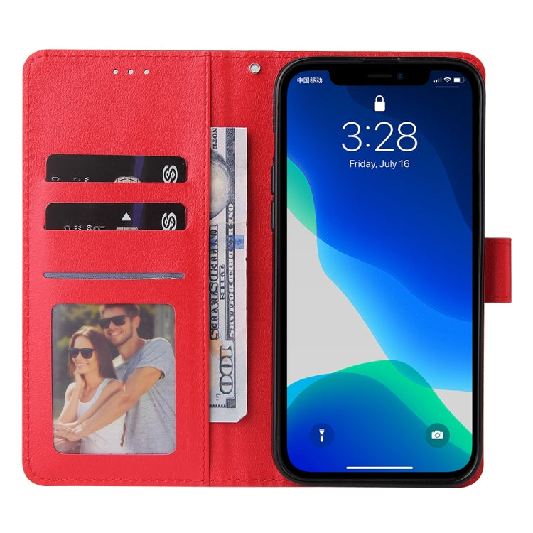 For iPhone 13 mini Multifunctional Horizontal Flip Leather Case, with Three Card Slot & Holder & Photo Frame & Lanyard (Red) by buy2fix