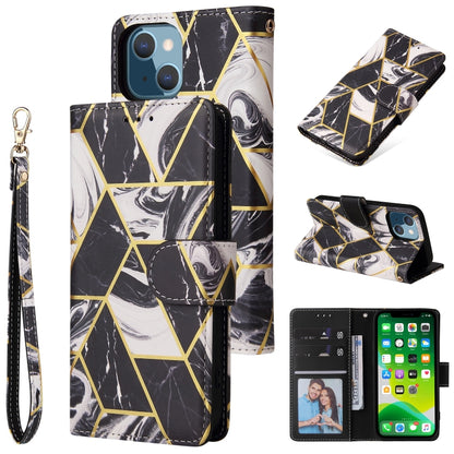 For iPhone 13 mini Marble Bronzing Stitching Horizontal Flip PU Leather Case with Holder & Card Slots & Wallet & Photo Frame (Black) by buy2fix
