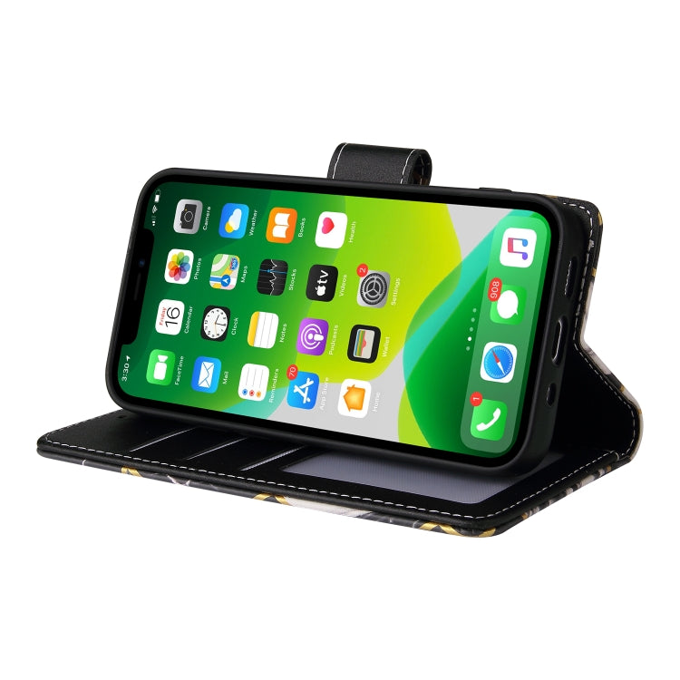 For iPhone 13 mini Marble Bronzing Stitching Horizontal Flip PU Leather Case with Holder & Card Slots & Wallet & Photo Frame (Black) by buy2fix