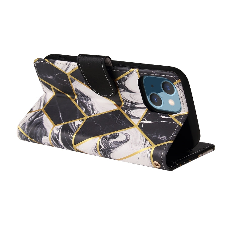 For iPhone 13 mini Marble Bronzing Stitching Horizontal Flip PU Leather Case with Holder & Card Slots & Wallet & Photo Frame (Black) by buy2fix