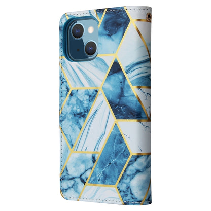 For iPhone 13 mini Marble Bronzing Stitching Horizontal Flip PU Leather Case with Holder & Card Slots & Wallet & Photo Frame (Blue) by buy2fix