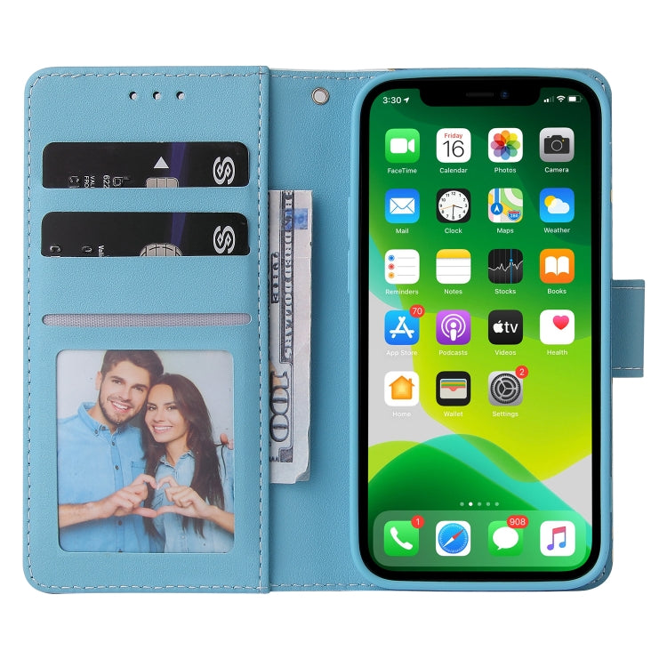 For iPhone 13 mini Marble Bronzing Stitching Horizontal Flip PU Leather Case with Holder & Card Slots & Wallet & Photo Frame (Blue) by buy2fix