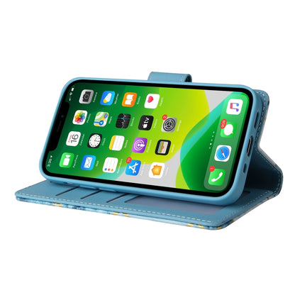 For iPhone 13 mini Marble Bronzing Stitching Horizontal Flip PU Leather Case with Holder & Card Slots & Wallet & Photo Frame (Blue) by buy2fix