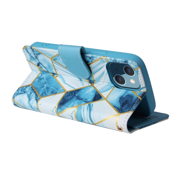 For iPhone 13 mini Marble Bronzing Stitching Horizontal Flip PU Leather Case with Holder & Card Slots & Wallet & Photo Frame (Blue) by buy2fix