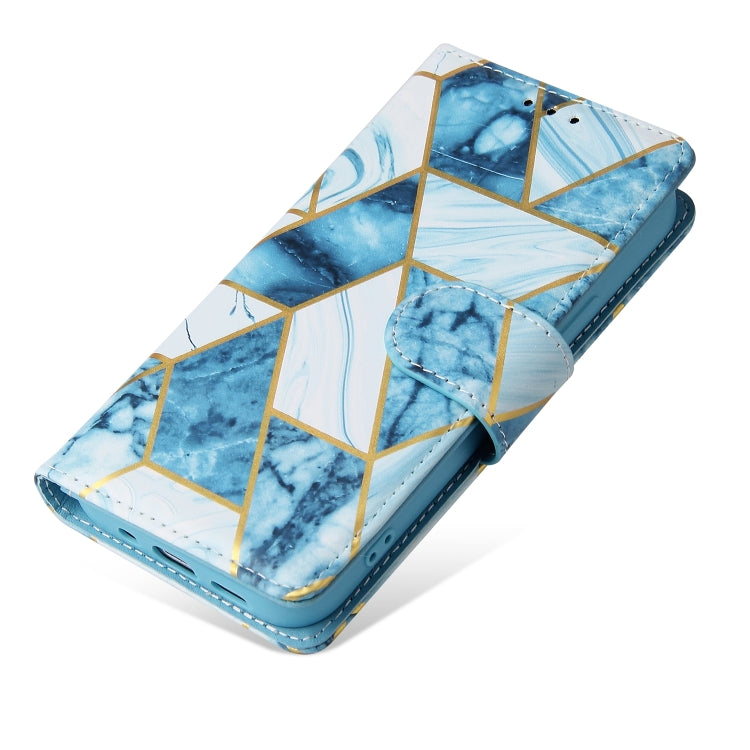 For iPhone 13 mini Marble Bronzing Stitching Horizontal Flip PU Leather Case with Holder & Card Slots & Wallet & Photo Frame (Blue) by buy2fix