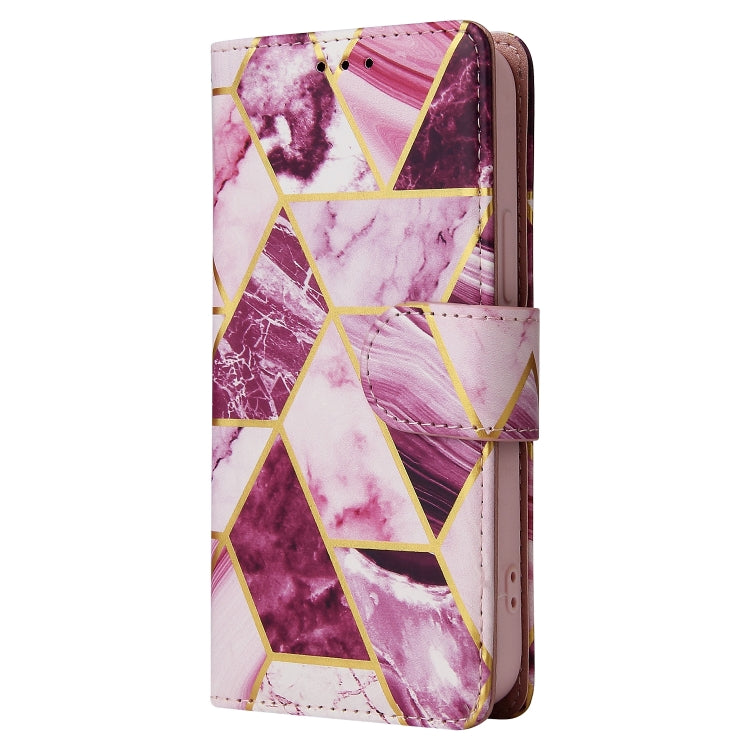 For iPhone 13 mini Marble Bronzing Stitching Horizontal Flip PU Leather Case with Holder & Card Slots & Wallet & Photo Frame (Purple) by buy2fix