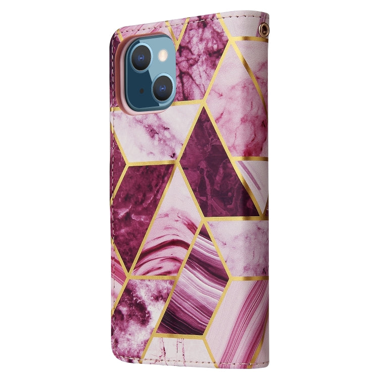 For iPhone 13 mini Marble Bronzing Stitching Horizontal Flip PU Leather Case with Holder & Card Slots & Wallet & Photo Frame (Purple) by buy2fix