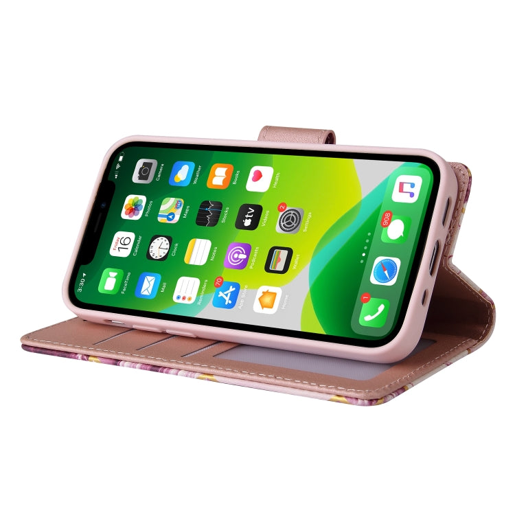 For iPhone 13 mini Marble Bronzing Stitching Horizontal Flip PU Leather Case with Holder & Card Slots & Wallet & Photo Frame (Purple) by buy2fix