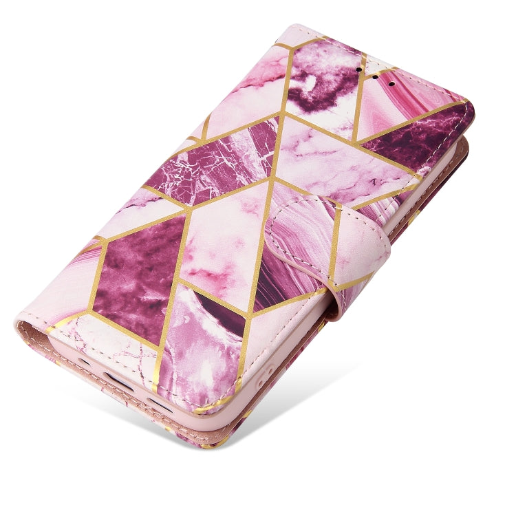 For iPhone 13 mini Marble Bronzing Stitching Horizontal Flip PU Leather Case with Holder & Card Slots & Wallet & Photo Frame (Purple) by buy2fix