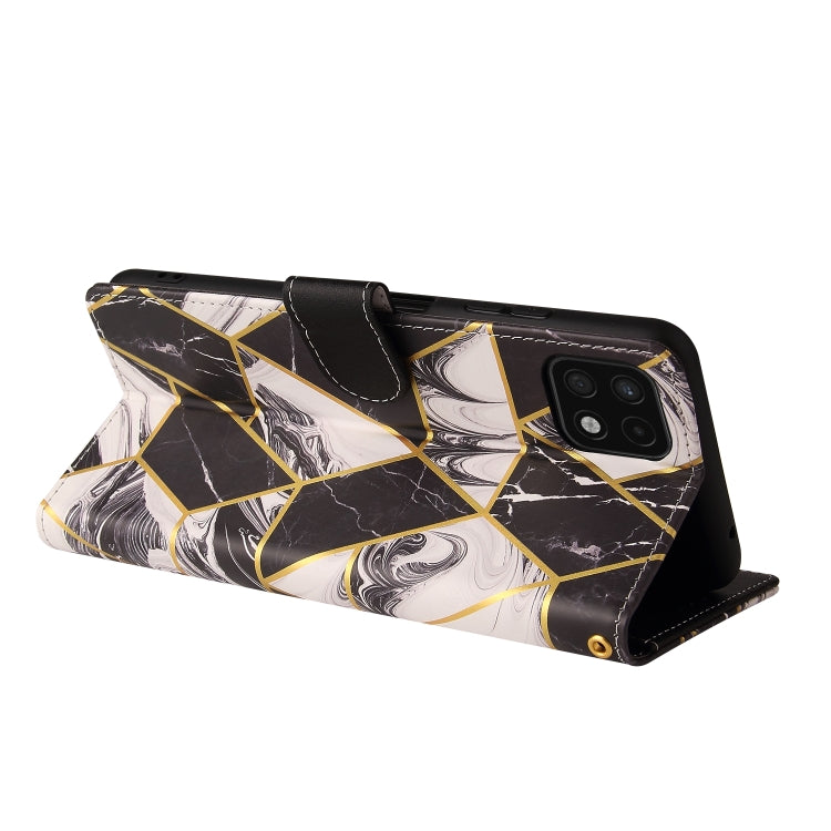 For Samsung Galaxy A22 5G Marble Bronzing Stitching Horizontal Flip PU Leather Case with Holder & Card Slots & Wallet & Photo Frame(Black) by buy2fix