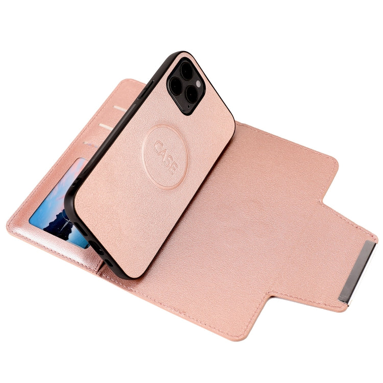 For iPhone 12 / 12 Pro Ultra-thin Separable Magnetic Horizontal Flip Leather Case with Card Slot & Wallet(Pink) by buy2fix