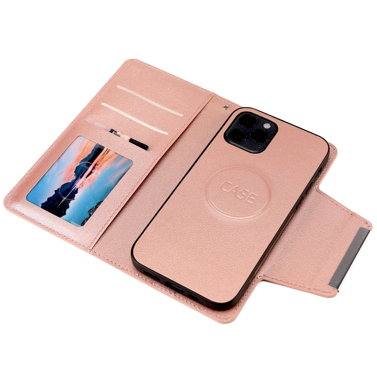 For iPhone 12 / 12 Pro Ultra-thin Separable Magnetic Horizontal Flip Leather Case with Card Slot & Wallet(Pink) by buy2fix