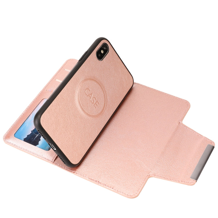 For iPhone X / XS Ultra-thin Separable Magnetic Horizontal Flip Leather Case with Card Slot & Wallet(Pink) by buy2fix