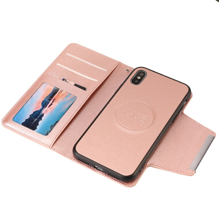 For iPhone X / XS Ultra-thin Separable Magnetic Horizontal Flip Leather Case with Card Slot & Wallet(Pink) by buy2fix