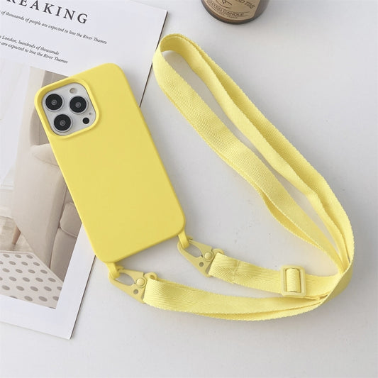 For iPhone 11 Pro Elastic Silicone Protective Case with Wide Neck Lanyard (Yellow) by buy2fix