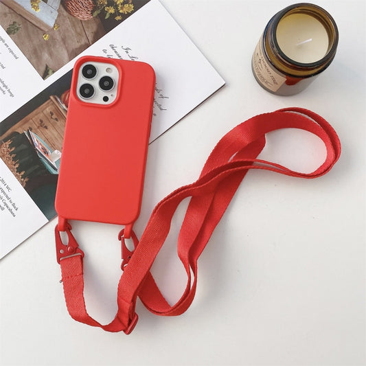 For iPhone 11 Pro Elastic Silicone Protective Case with Wide Neck Lanyard (Red) by buy2fix