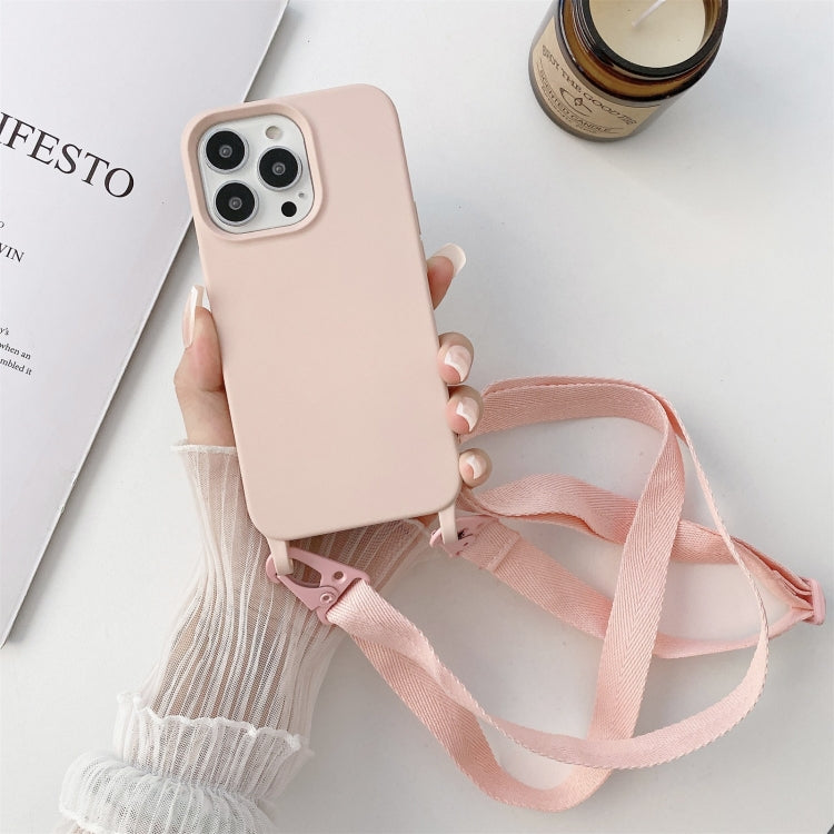 For iPhone 11 Pro Max Elastic Silicone Protective Case with Wide Neck Lanyard (Pink) by buy2fix