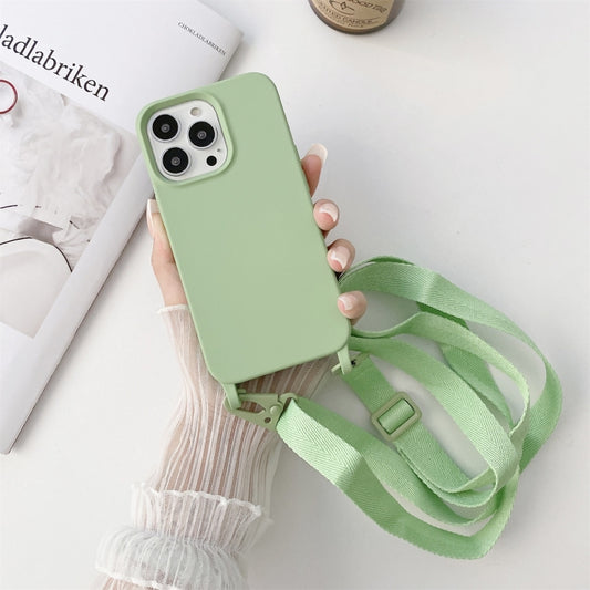 For iPhone 11 Pro Max Elastic Silicone Protective Case with Wide Neck Lanyard (Green) by buy2fix