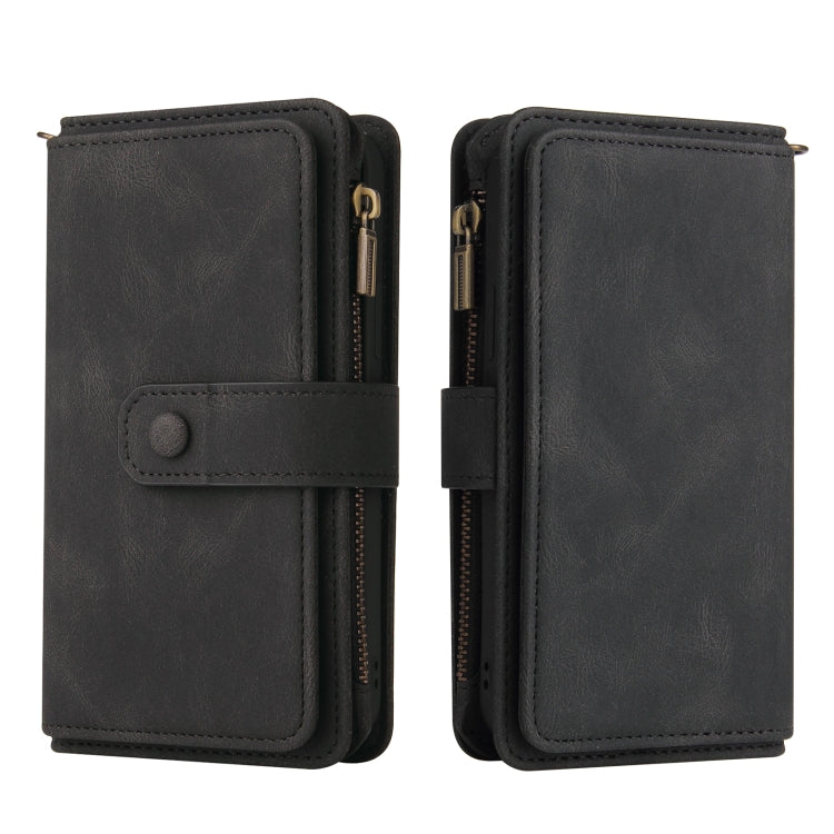 For Motorola Moto G30 Skin Feel PU + TPU Horizontal Flip Leather Case With Holder & 15 Cards Slot & Wallet & Zipper Pocket & Lanyard(Black) by buy2fix