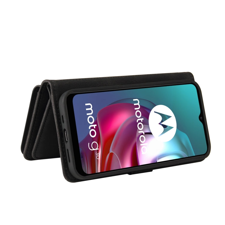 For Motorola Moto G30 Skin Feel PU + TPU Horizontal Flip Leather Case With Holder & 15 Cards Slot & Wallet & Zipper Pocket & Lanyard(Black) by buy2fix