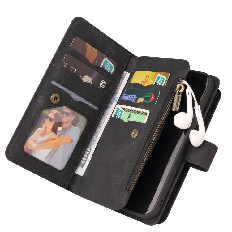 For Motorola Moto G30 Skin Feel PU + TPU Horizontal Flip Leather Case With Holder & 15 Cards Slot & Wallet & Zipper Pocket & Lanyard(Black) by buy2fix