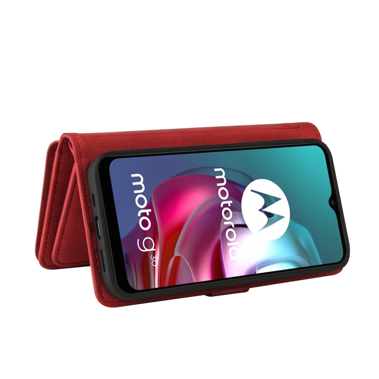For Motorola Moto G30 Skin Feel PU + TPU Horizontal Flip Leather Case With Holder & 15 Cards Slot & Wallet & Zipper Pocket & Lanyard(Red) by buy2fix