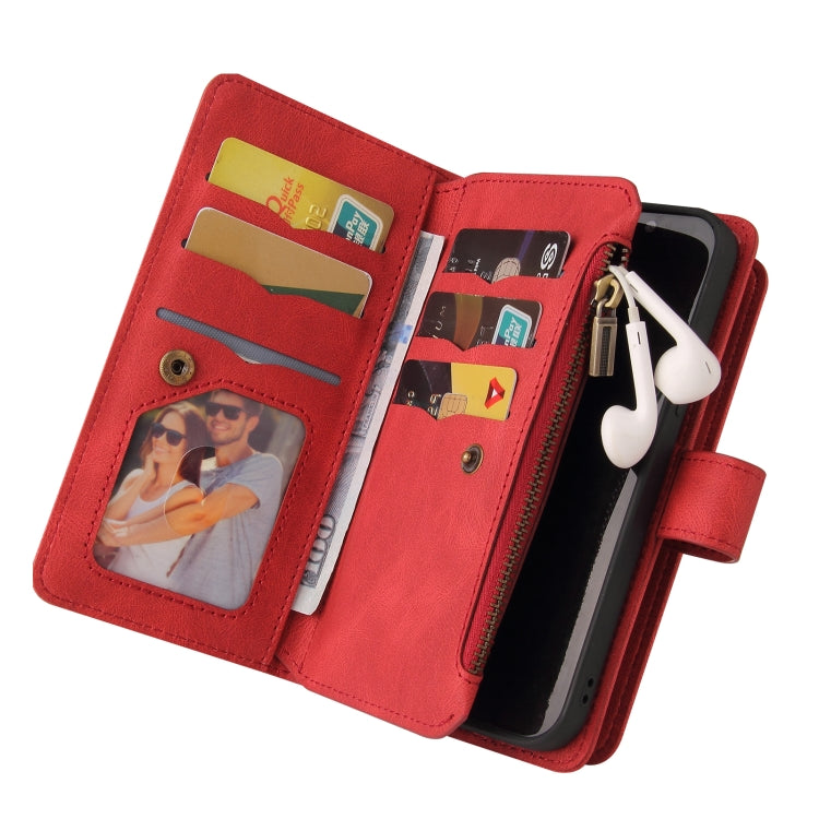 For Motorola Moto G30 Skin Feel PU + TPU Horizontal Flip Leather Case With Holder & 15 Cards Slot & Wallet & Zipper Pocket & Lanyard(Red) by buy2fix