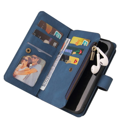 For Motorola Moto G30 Skin Feel PU + TPU Horizontal Flip Leather Case With Holder & 15 Cards Slot & Wallet & Zipper Pocket & Lanyard(Blue) by buy2fix
