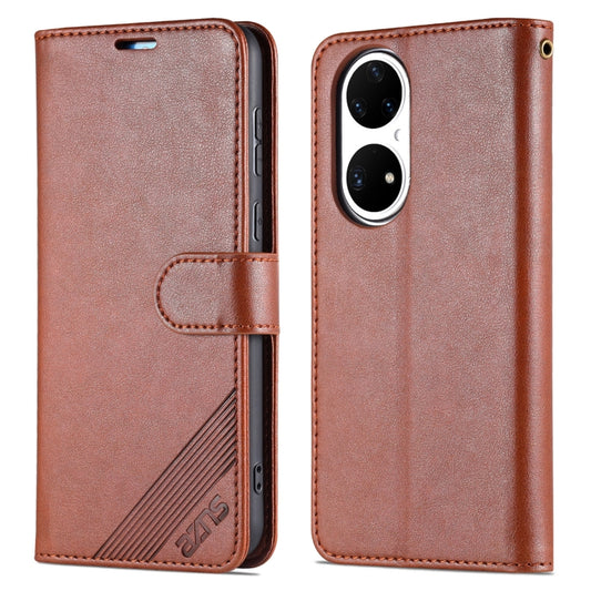 For Huawei P50 AZNS Sheepskin Texture Horizontal Flip Leather Case with Holder & Card Slots & Wallet(Brown) - Huawei Cases by AZNS | Online Shopping UK | buy2fix