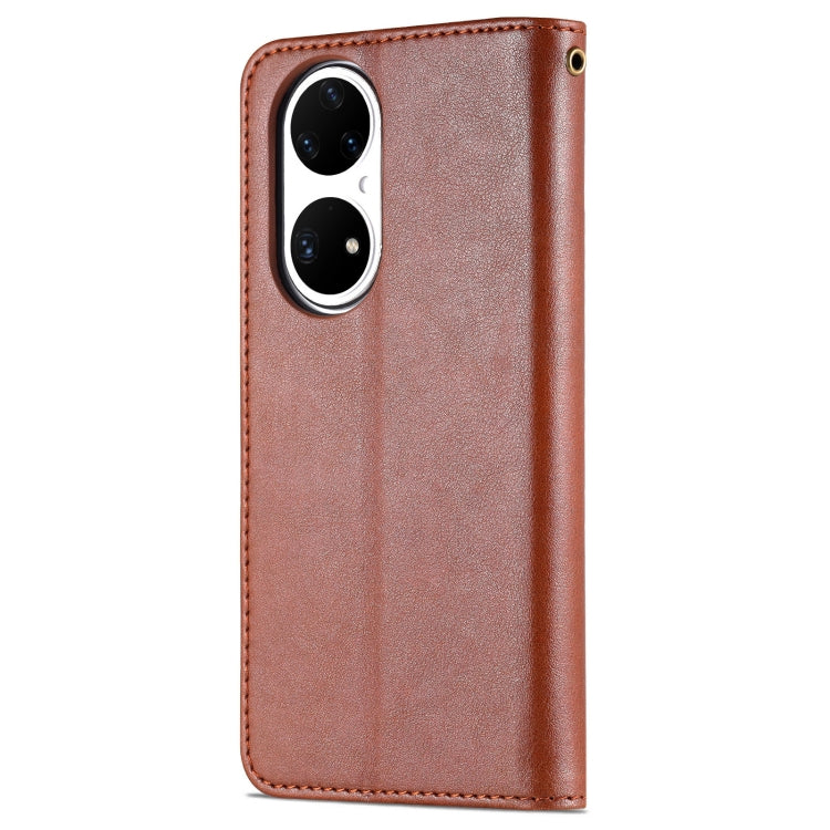 For Huawei P50 AZNS Sheepskin Texture Horizontal Flip Leather Case with Holder & Card Slots & Wallet(Brown) - Huawei Cases by AZNS | Online Shopping UK | buy2fix