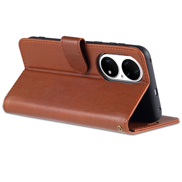 For Huawei P50 AZNS Sheepskin Texture Horizontal Flip Leather Case with Holder & Card Slots & Wallet(Brown) - Huawei Cases by AZNS | Online Shopping UK | buy2fix