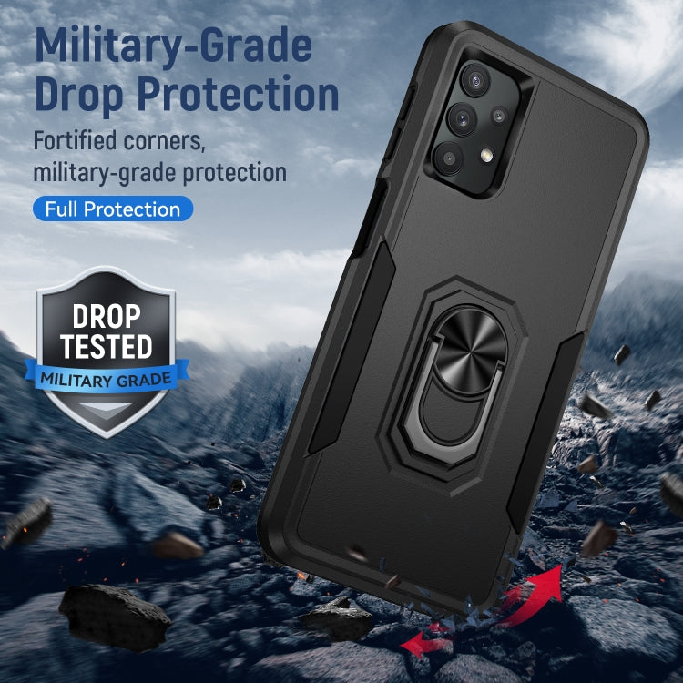 For Samsung Galay A32 4G Pioneer Armor Heavy Duty PC + TPU Shockproof Case with Holder(Black) by buy2fix
