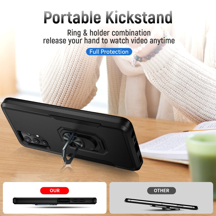 For Samsung Galay A32 4G Pioneer Armor Heavy Duty PC + TPU Shockproof Case with Holder(Black) by buy2fix