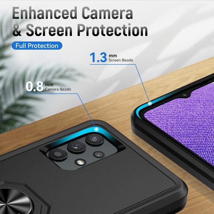 For Samsung Galay A32 4G Pioneer Armor Heavy Duty PC + TPU Shockproof Case with Holder(Black) by buy2fix