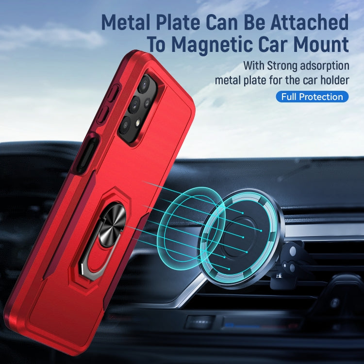For Samsung Galay A32 4G Pioneer Armor Heavy Duty PC + TPU Shockproof Case with Holder(Red) by buy2fix