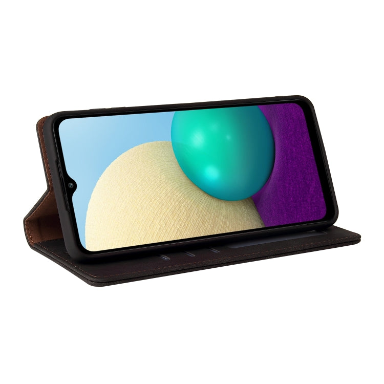 For Samsung Galaxy A02 Simple Suction Closure Horizontal Flip Leather Case with Holder & Card Slot & Wallet(Black) by buy2fix