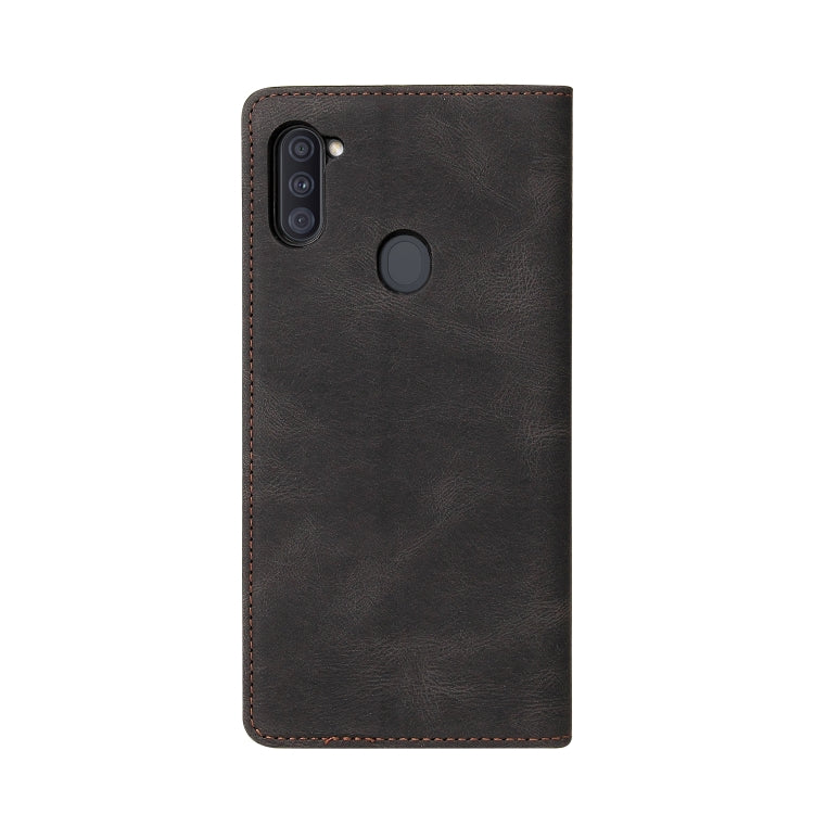 For Samsung Galaxy A11 EU Version Simple Suction Closure Horizontal Flip Leather Case with Holder & Card Slot & Wallet(Black) by buy2fix