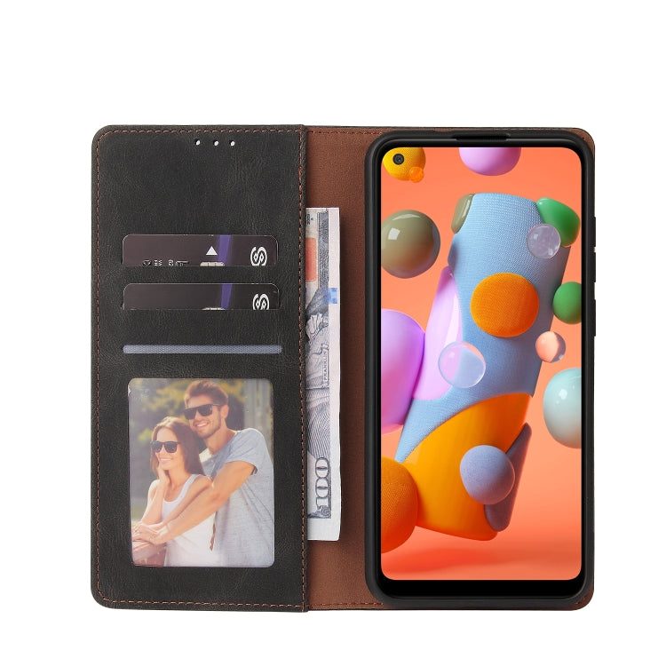 For Samsung Galaxy A11 EU Version Simple Suction Closure Horizontal Flip Leather Case with Holder & Card Slot & Wallet(Black) by buy2fix