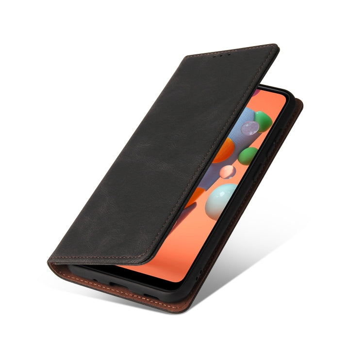For Samsung Galaxy A11 EU Version Simple Suction Closure Horizontal Flip Leather Case with Holder & Card Slot & Wallet(Black) by buy2fix