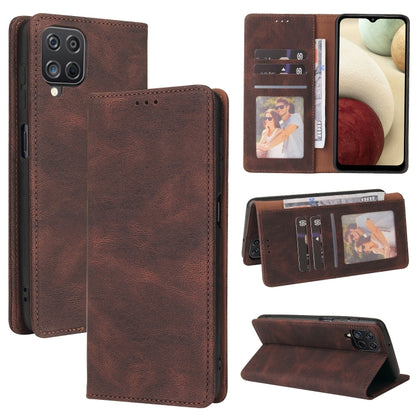 For Samsung Galaxy A12 Simple Suction Closure Horizontal Flip Leather Case with Holder & Card Slot & Wallet(Brown) by buy2fix
