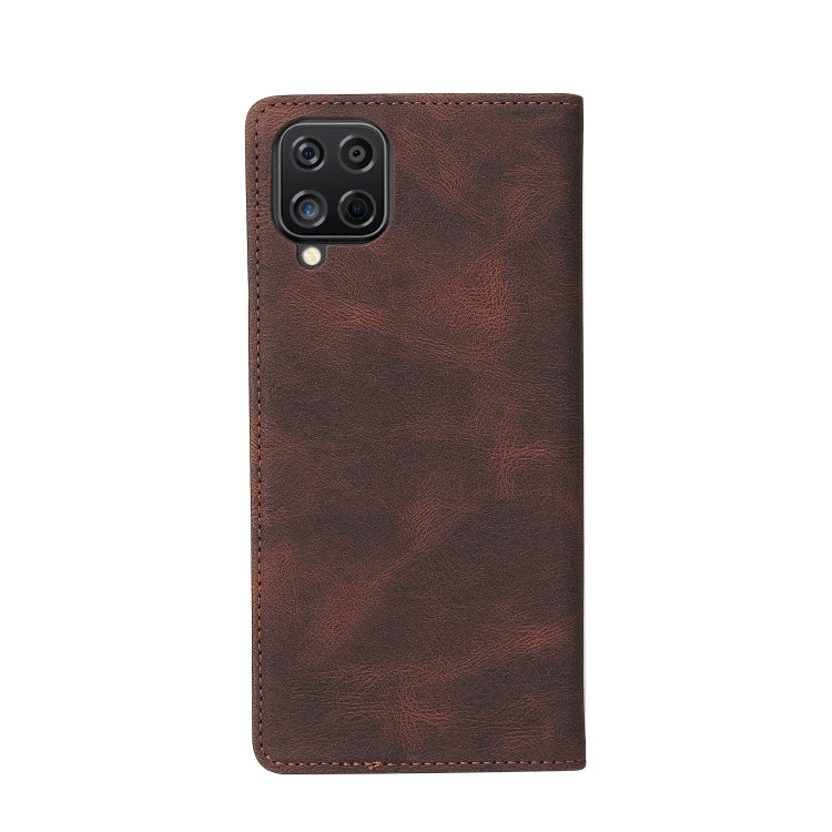 For Samsung Galaxy A12 Simple Suction Closure Horizontal Flip Leather Case with Holder & Card Slot & Wallet(Brown) by buy2fix