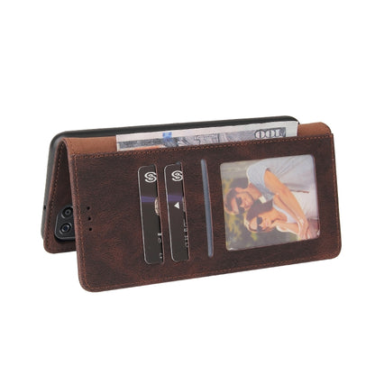 For Samsung Galaxy A12 Simple Suction Closure Horizontal Flip Leather Case with Holder & Card Slot & Wallet(Brown) by buy2fix