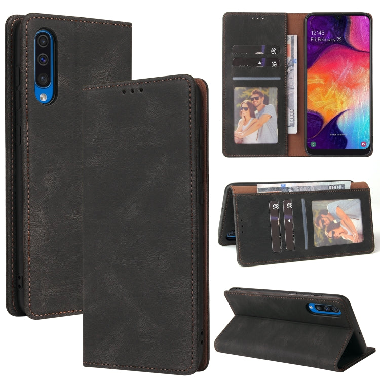 For Samsung Galaxy A50 Simple Suction Closure Horizontal Flip Leather Case with Holder & Card Slot & Wallet(Black) by buy2fix