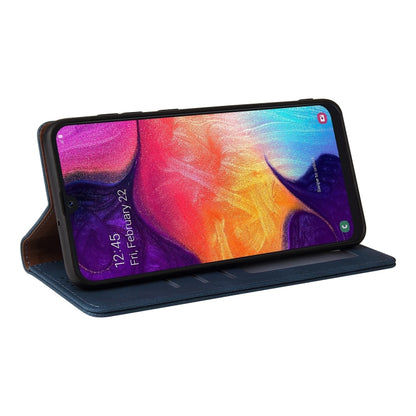 For Samsung Galaxy A50 Simple Suction Closure Horizontal Flip Leather Case with Holder & Card Slot & Wallet(Blue) by buy2fix